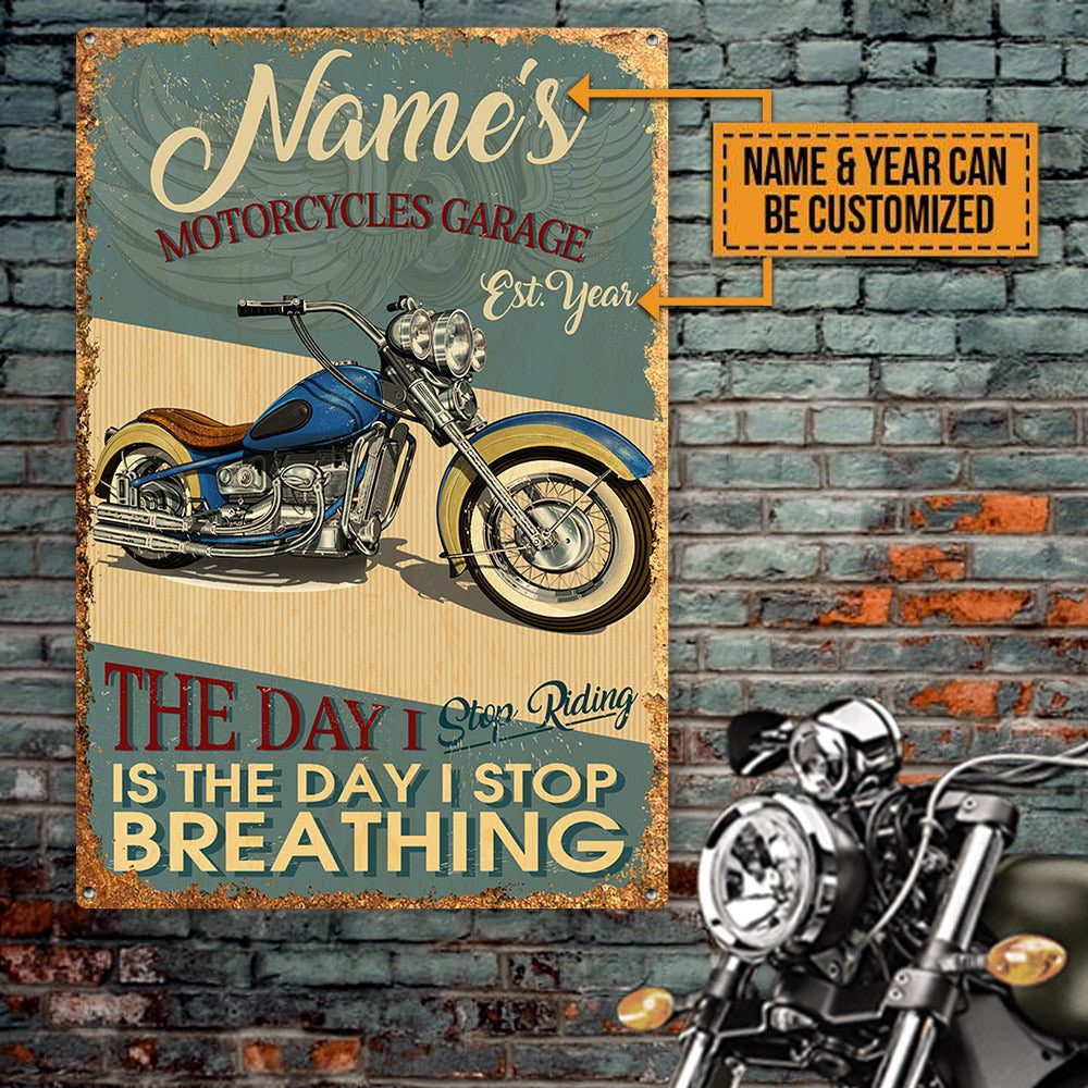 Personalized Motorcycles Garage Classic Metal Sign.