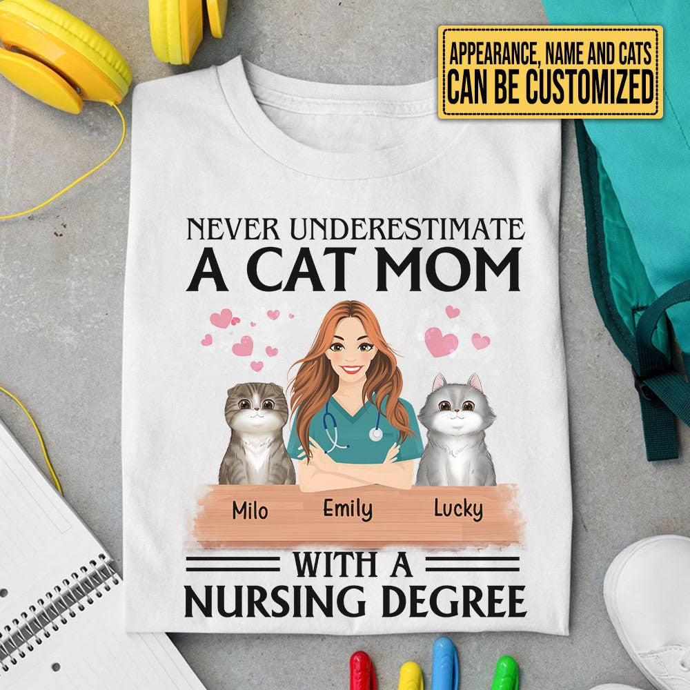 Personalized Never Underestimate A Cat Mom With A Nursing Degree Shirtwdwq eqw easdasd Personalized Never Underestimate A Cat Mom With A Nursing Degree Shirtewq wqe wqeaadk.