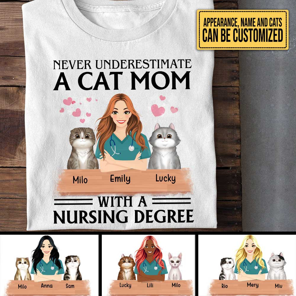 Personalized Never Underestimate A Cat Mom With A Nursing Degree Shirtwdwq eqw easdasd Personalized Never Underestimate A Cat Mom With A Nursing Degree Shirtewq wqe wqeaadk.
