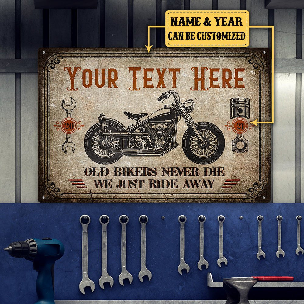Personalized Old Bikers Never Die We Just Ride Away Classic Metal Signwdwq eqw easdasd Personalized Old Bikers Never Die We Just Ride Away Classic Metal Signewq wqe wqeaadk.