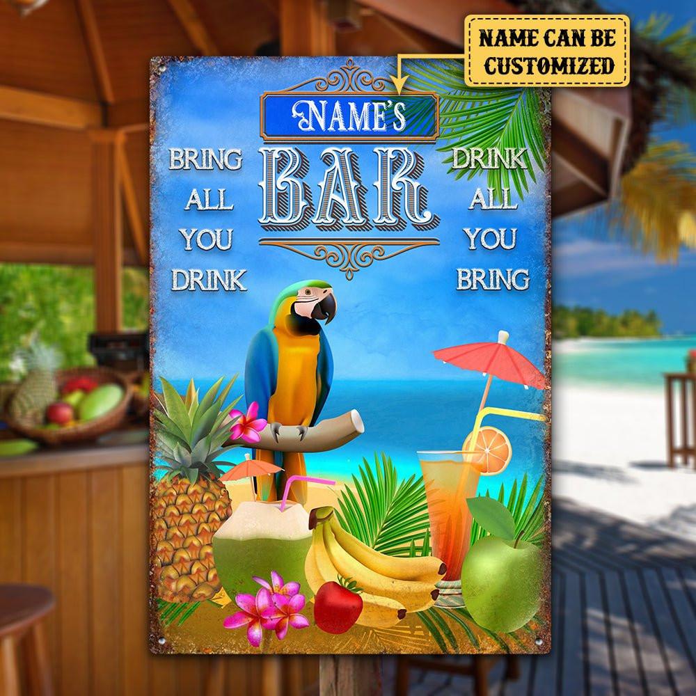 Personalized Parrot Bar Classic Metal Sign.