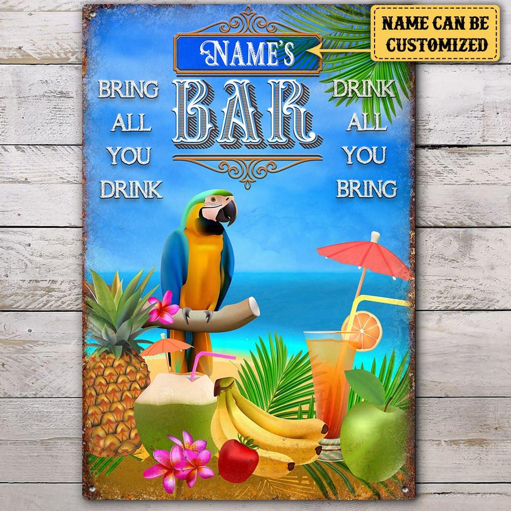 Personalized Parrot Bar Classic Metal Sign.