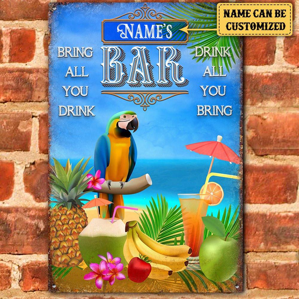 Personalized Parrot Bar Classic Metal Sign.