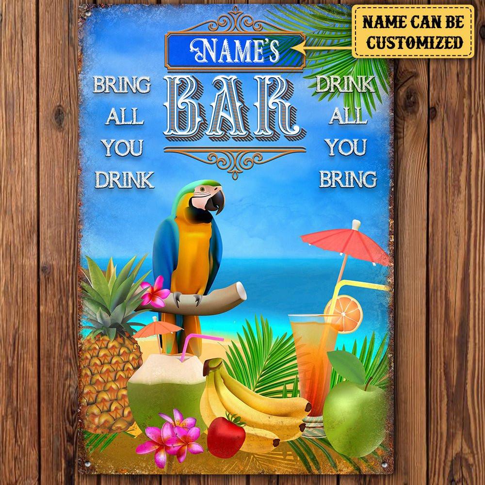 Personalized Parrot Bar Classic Metal Sign.