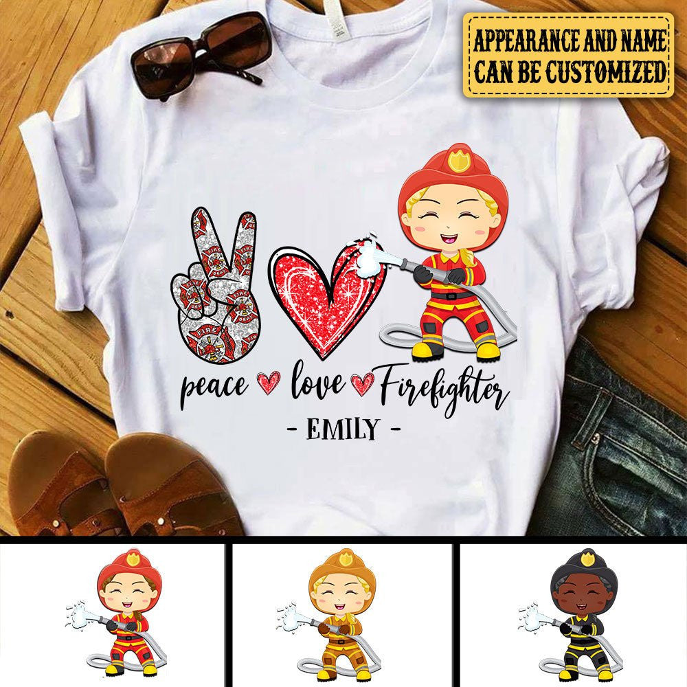 Personalized Peace Love Firefighter Shirtwdwq eqw easdasd Personalized Peace Love Firefighter Shirtewq wqe wqeaadk.