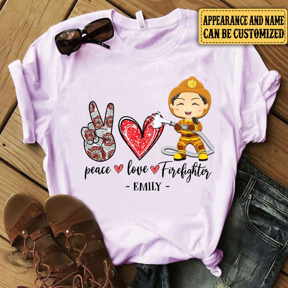 Personalized Peace Love Firefighter Shirtwdwq eqw easdasd Personalized Peace Love Firefighter Shirtewq wqe wqeaadk.