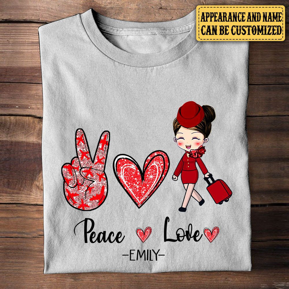 Personalized Peace Love Flight Attendant Shirtwdwq eqw easdasd Personalized Peace Love Flight Attendant Shirtewq wqe wqeaadk.