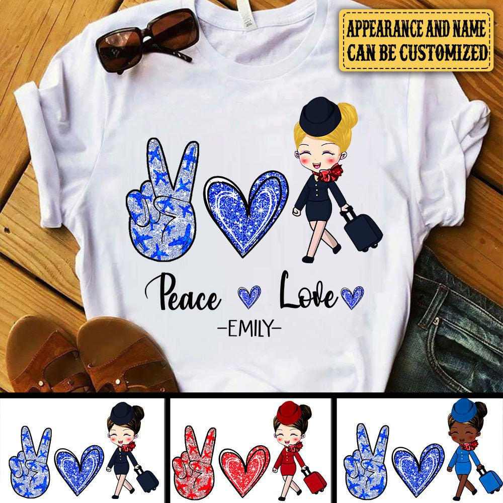 Personalized Peace Love Flight Attendant Shirtwdwq eqw easdasd Personalized Peace Love Flight Attendant Shirtewq wqe wqeaadk.