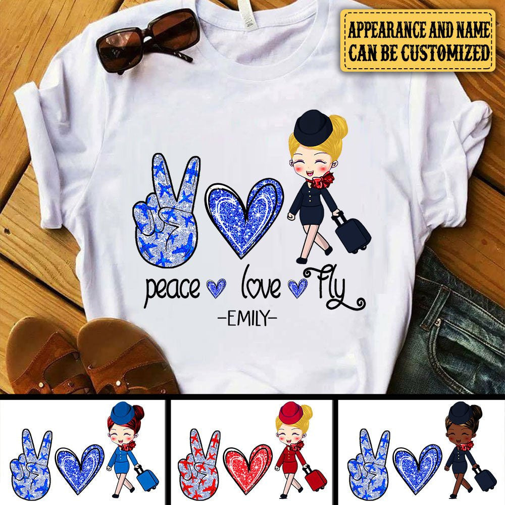 Personalized Peace Love Fly Flight Attendant Shirtwdwq eqw easdasd Personalized Peace Love Fly Flight Attendant Shirtewq wqe wqeaadk.