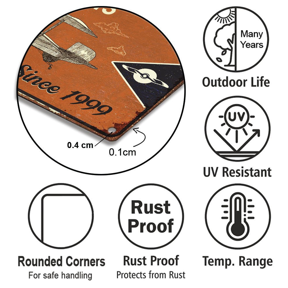 Personalized Pilot Captain Fly The Skies Metal Sign.