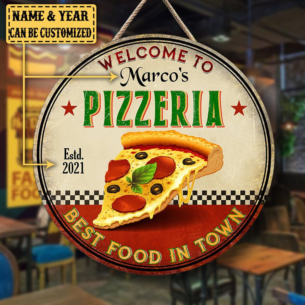 Personalized Pizzeria Best Food In Town Wood Round Signwdwq eqw easdasd Personalized Pizzeria Best Food In Town Wood Round Signewq wqe wqeaadk.