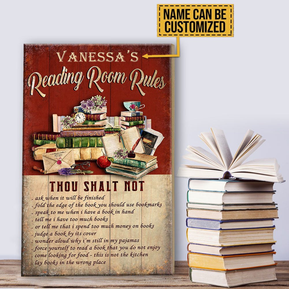 Personalized Reading Room Rules Pallet Wood Rectangle Sign.