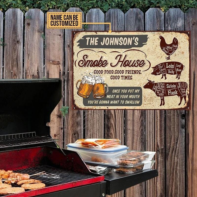 Personalized Smoke House Metal Sign.