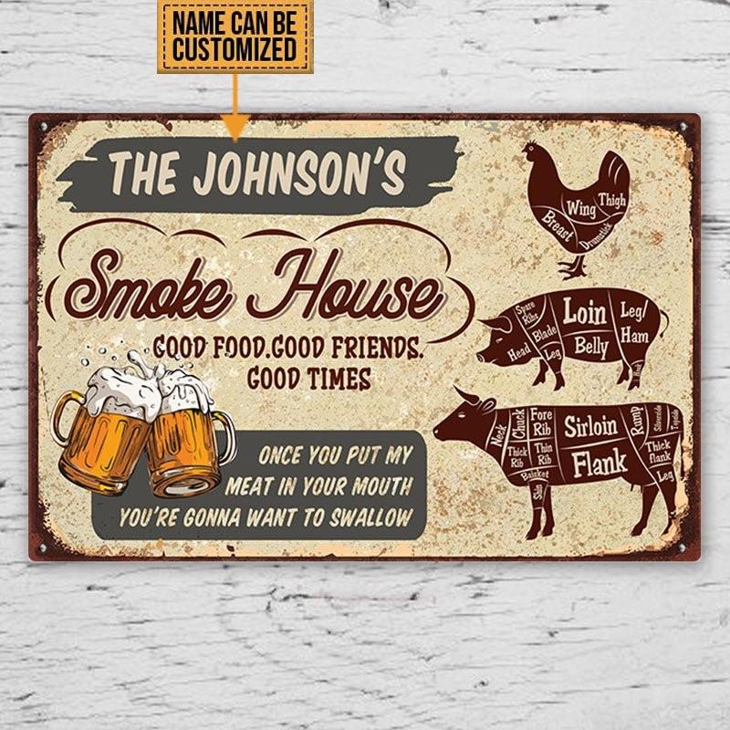 Personalized Smoke House Metal Sign.