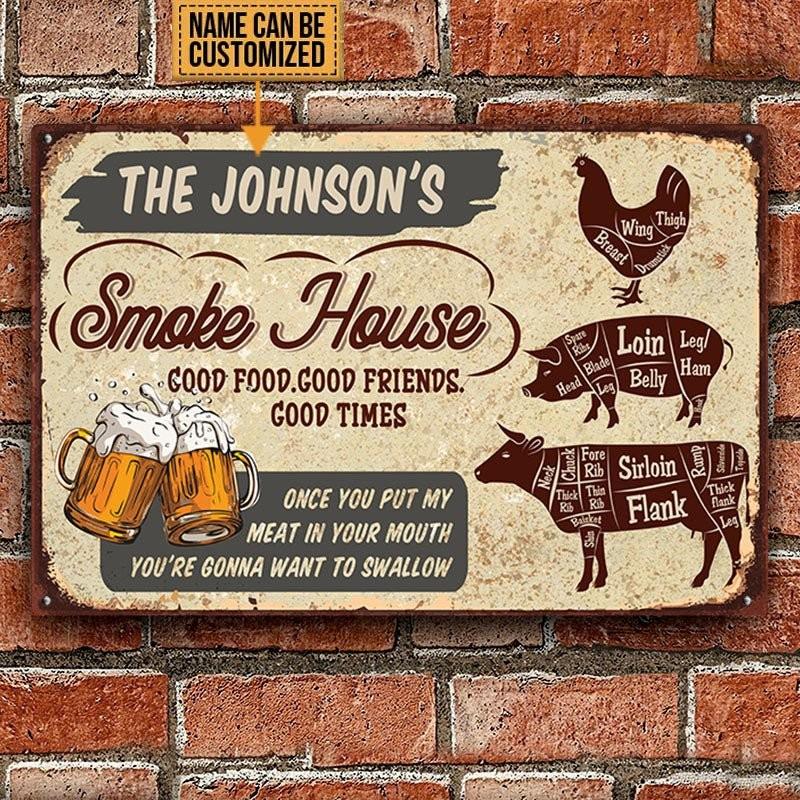 Personalized Smoke House Metal Sign.