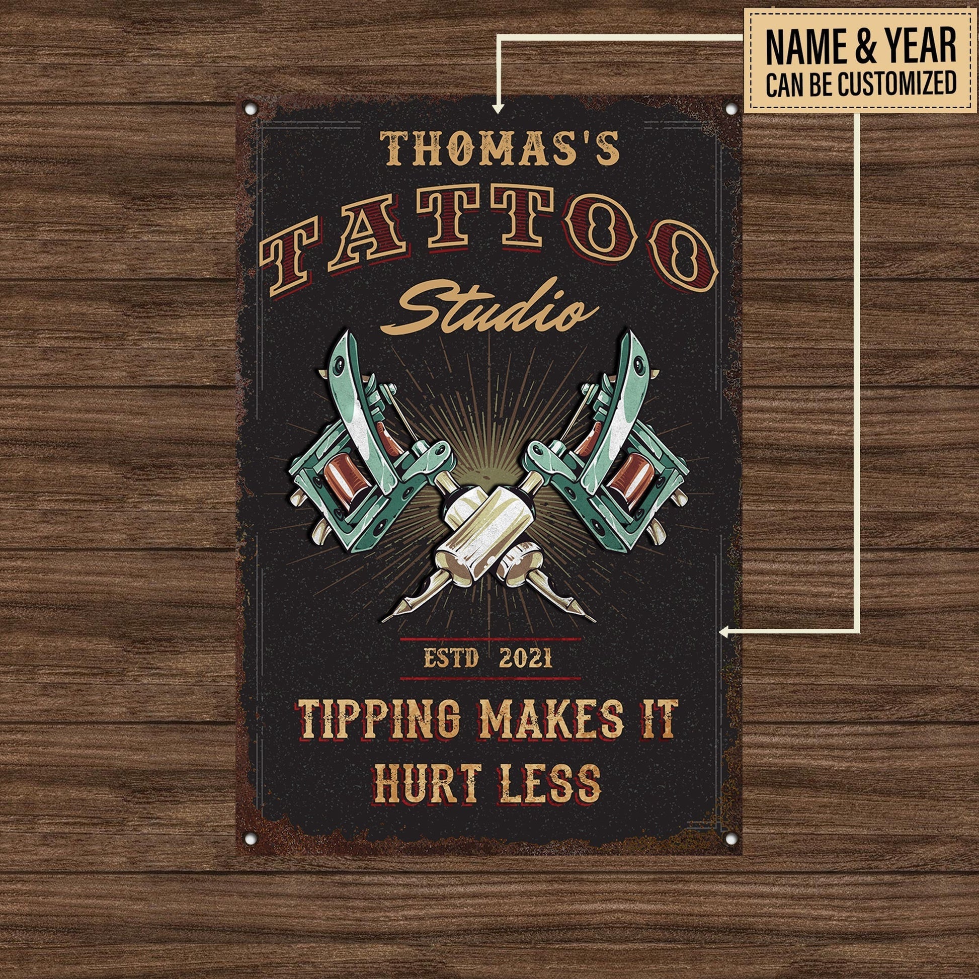 Personalized Tattoo Studio Classic Metal Sign.