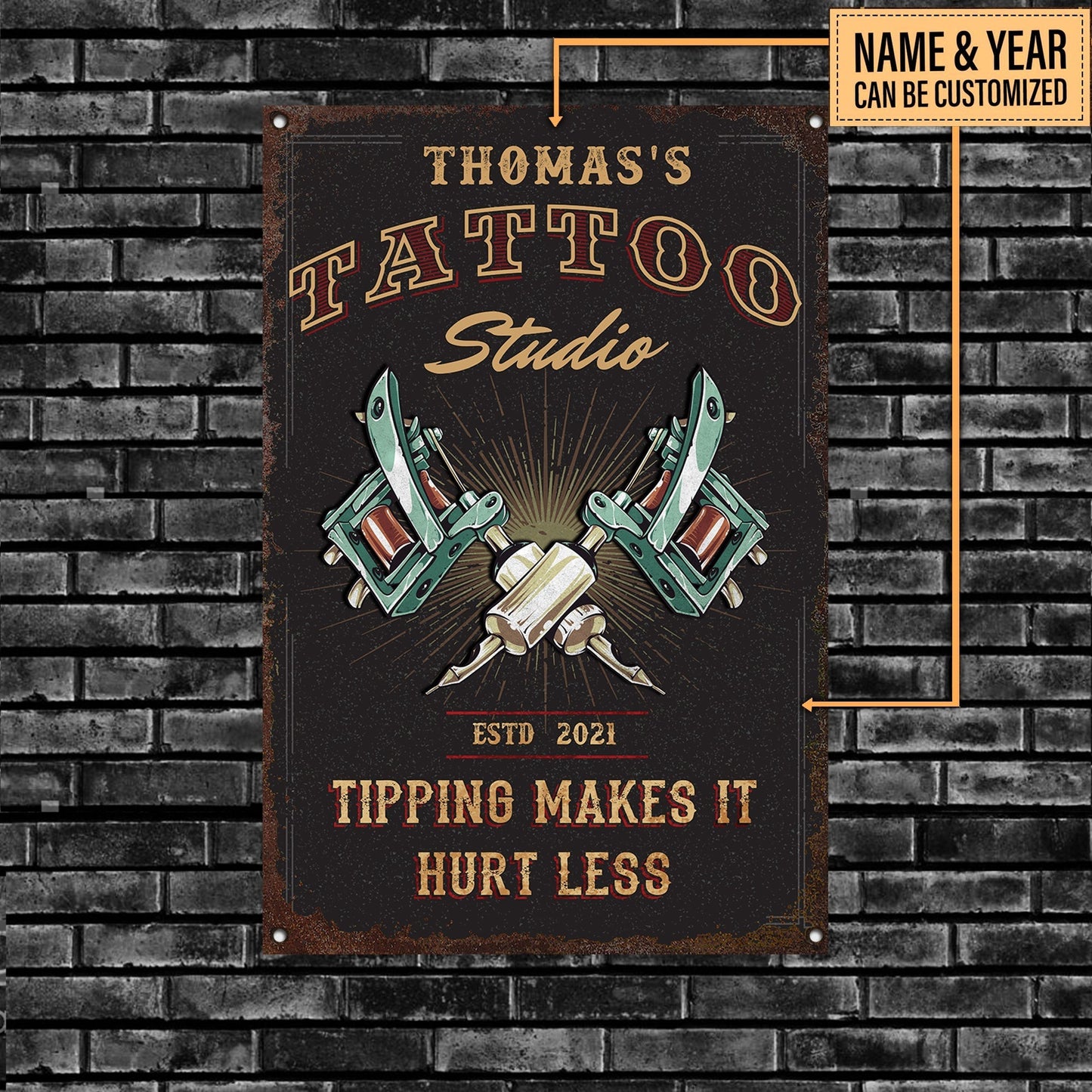 Personalized Tattoo Studio Classic Metal Sign.