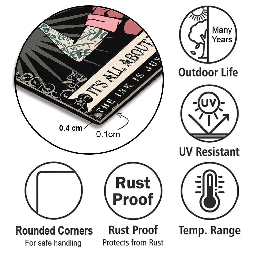Personalized Tattoo Studio It's All About The Pain The Ink Is Just A Souvenir Metal Sign.