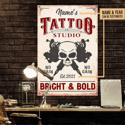 Personalized Tattoo Studio No Pain No Gain Bright and Bold Metal Signwdwq eqw easdasd Personalized Tattoo Studio No Pain No Gain Bright and Bold Metal Signewq wqe wqeaadk.