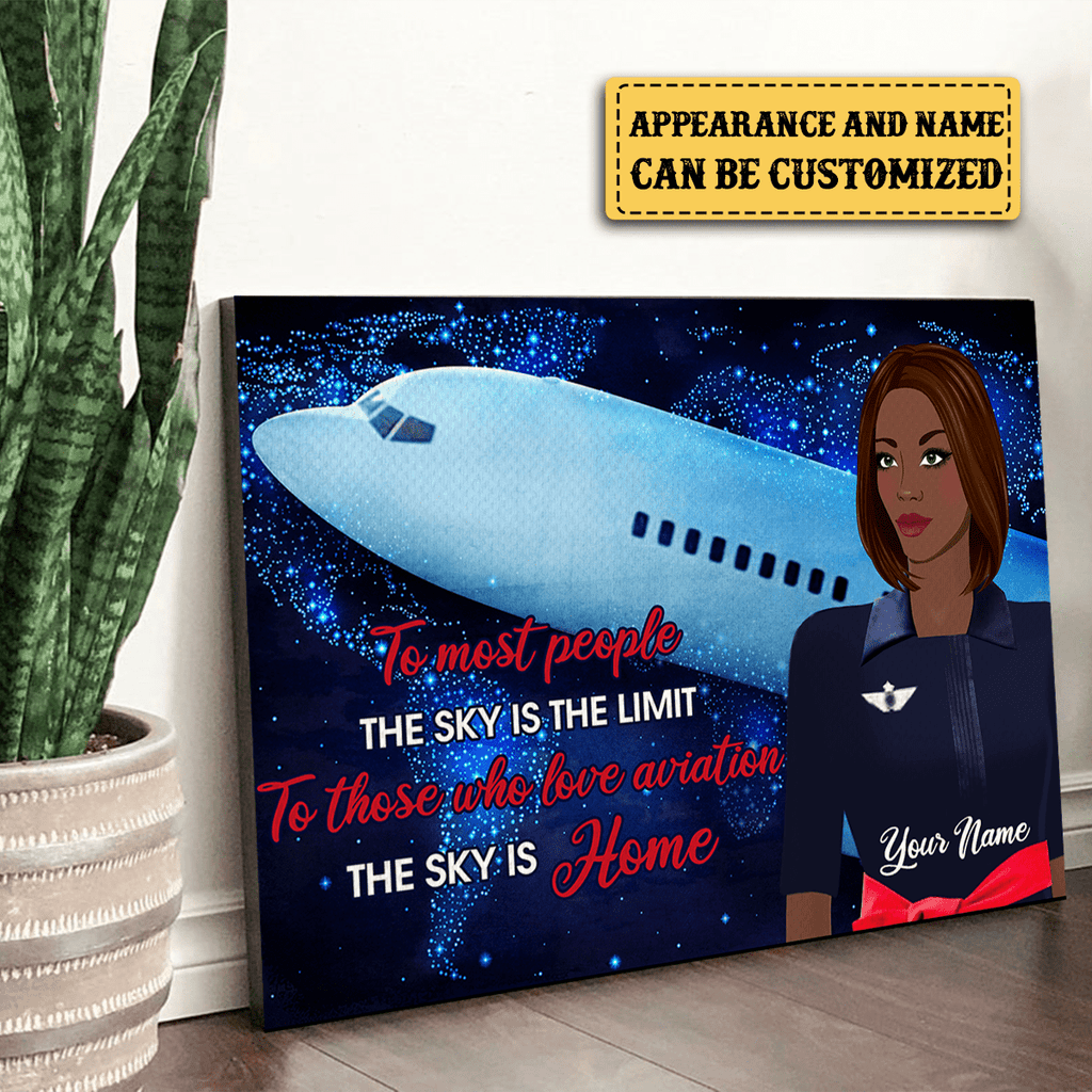 Personalized The Sky Is Home Flight Attendant Poster & Canvas.