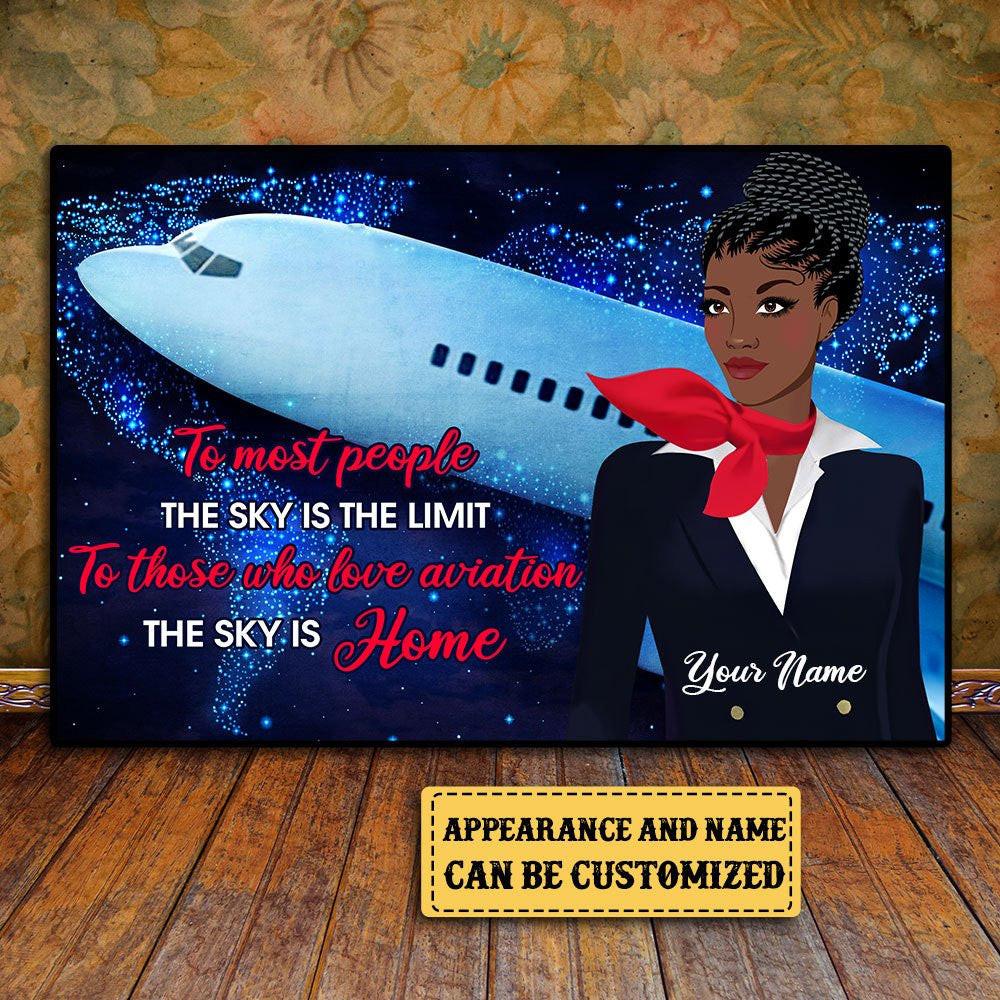 Personalized The Sky Is Home Flight Attendant Poster & Canvas.