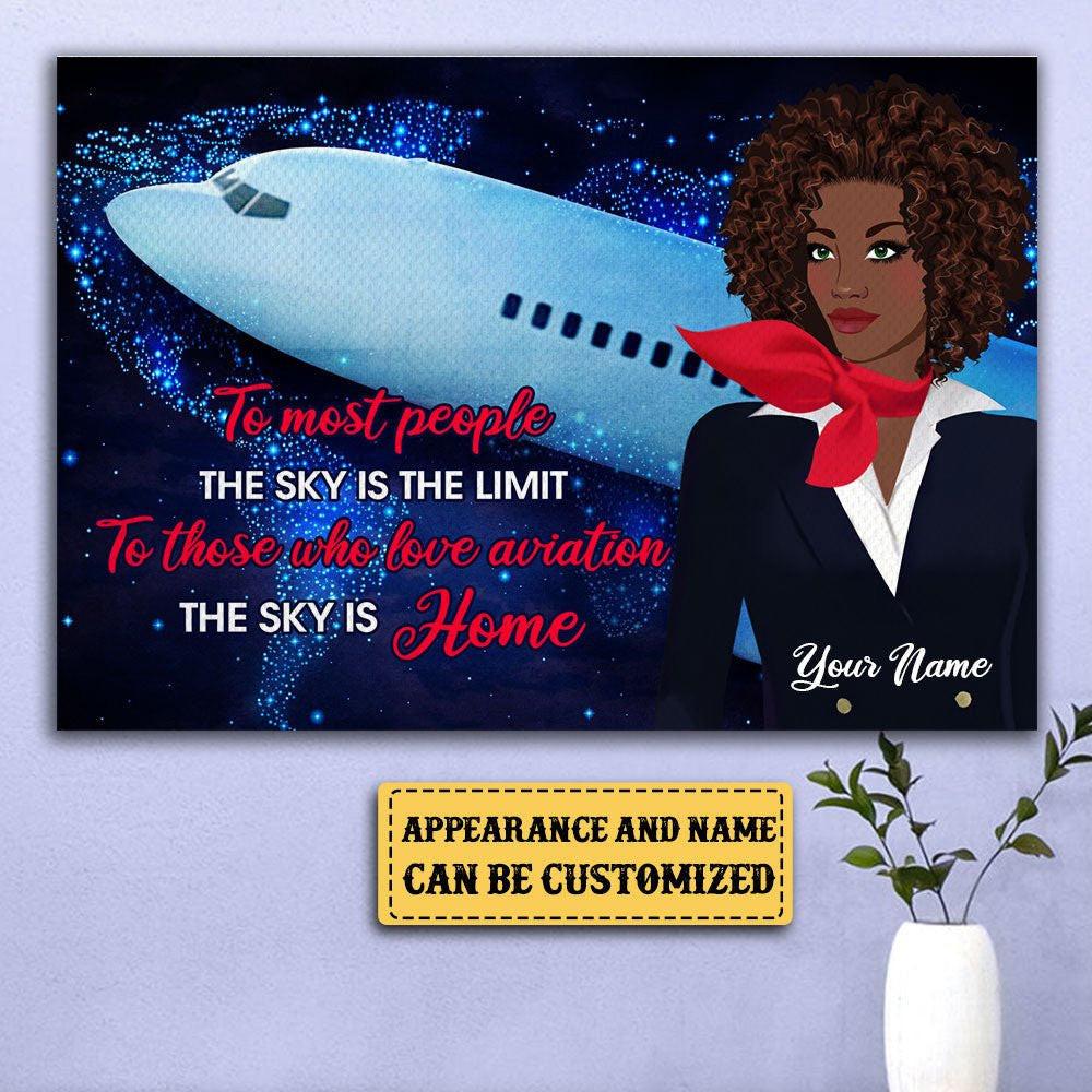 Personalized The Sky Is Home Flight Attendant Poster & Canvas.