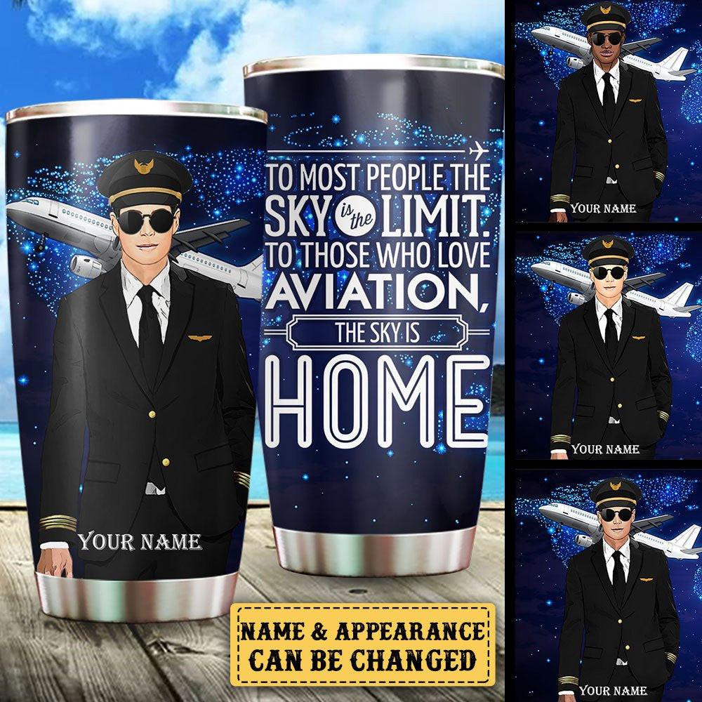 Personalized The Sky Is Home Pilot Tumbler.