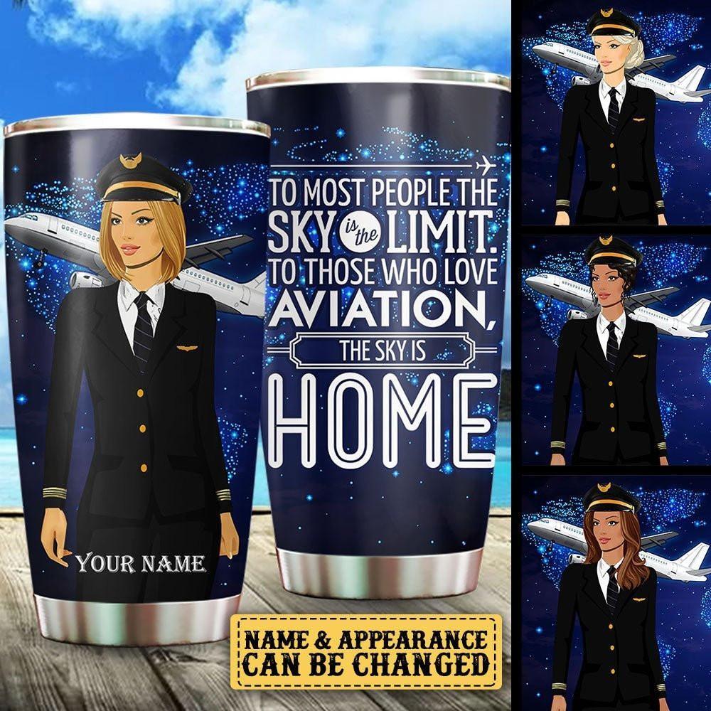 Personalized The Sky Is Home Pilot Tumbler.