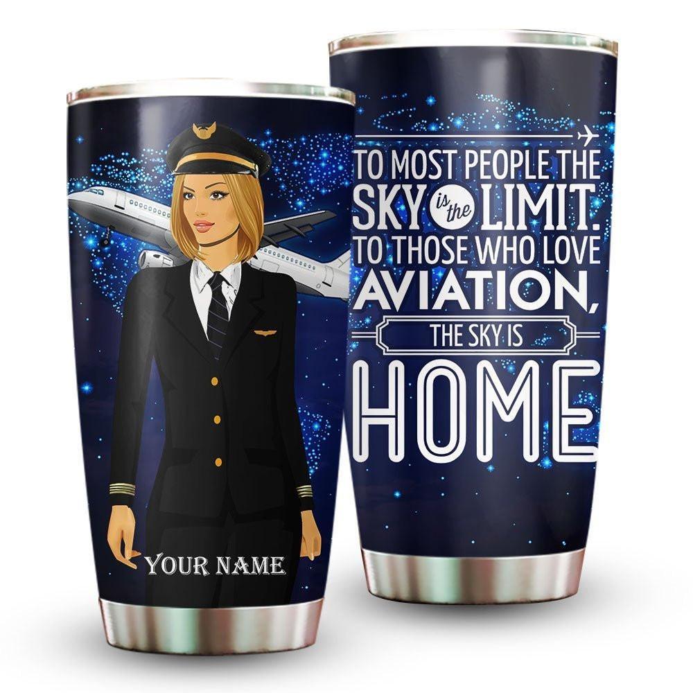 Personalized The Sky Is Home Pilot Tumbler.