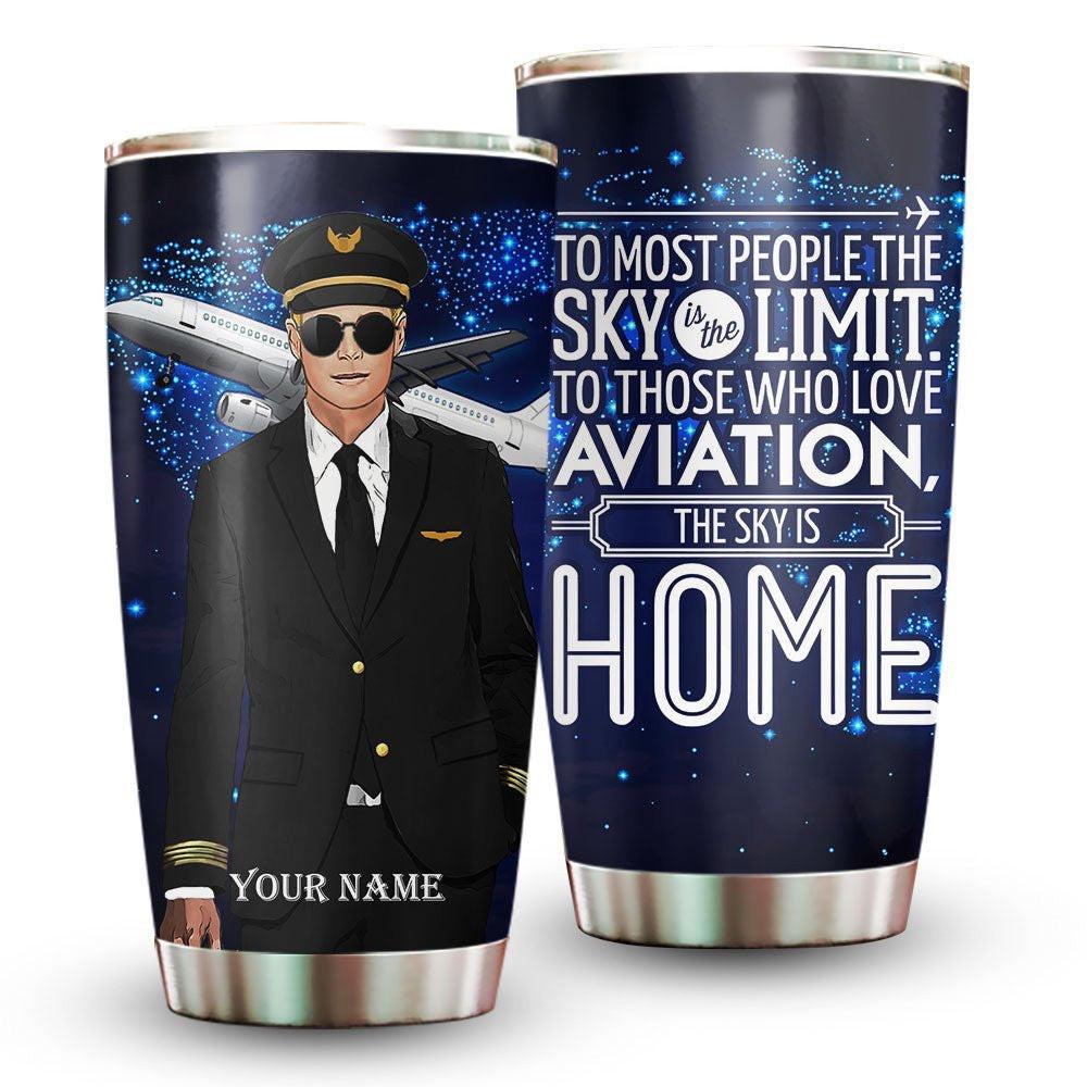 Personalized The Sky Is Home Pilot Tumbler.