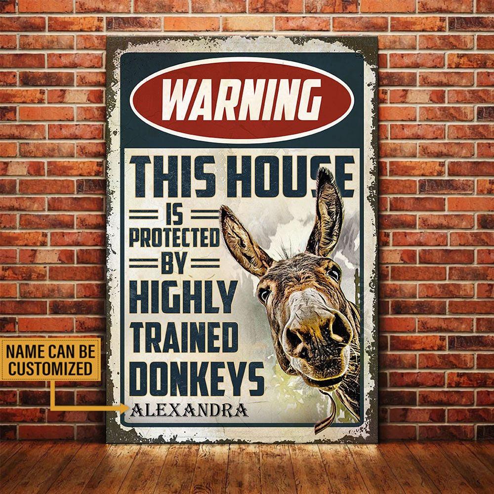 Personalized This House Is Protected By Highly Trained Donkeys Poster.