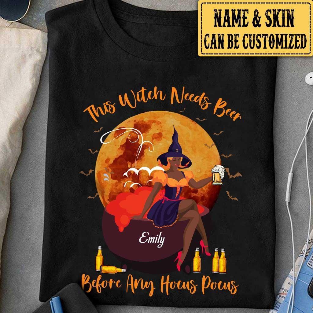Personalized This Witch Needs Beer Before Any Hocus Pocus Shirt.