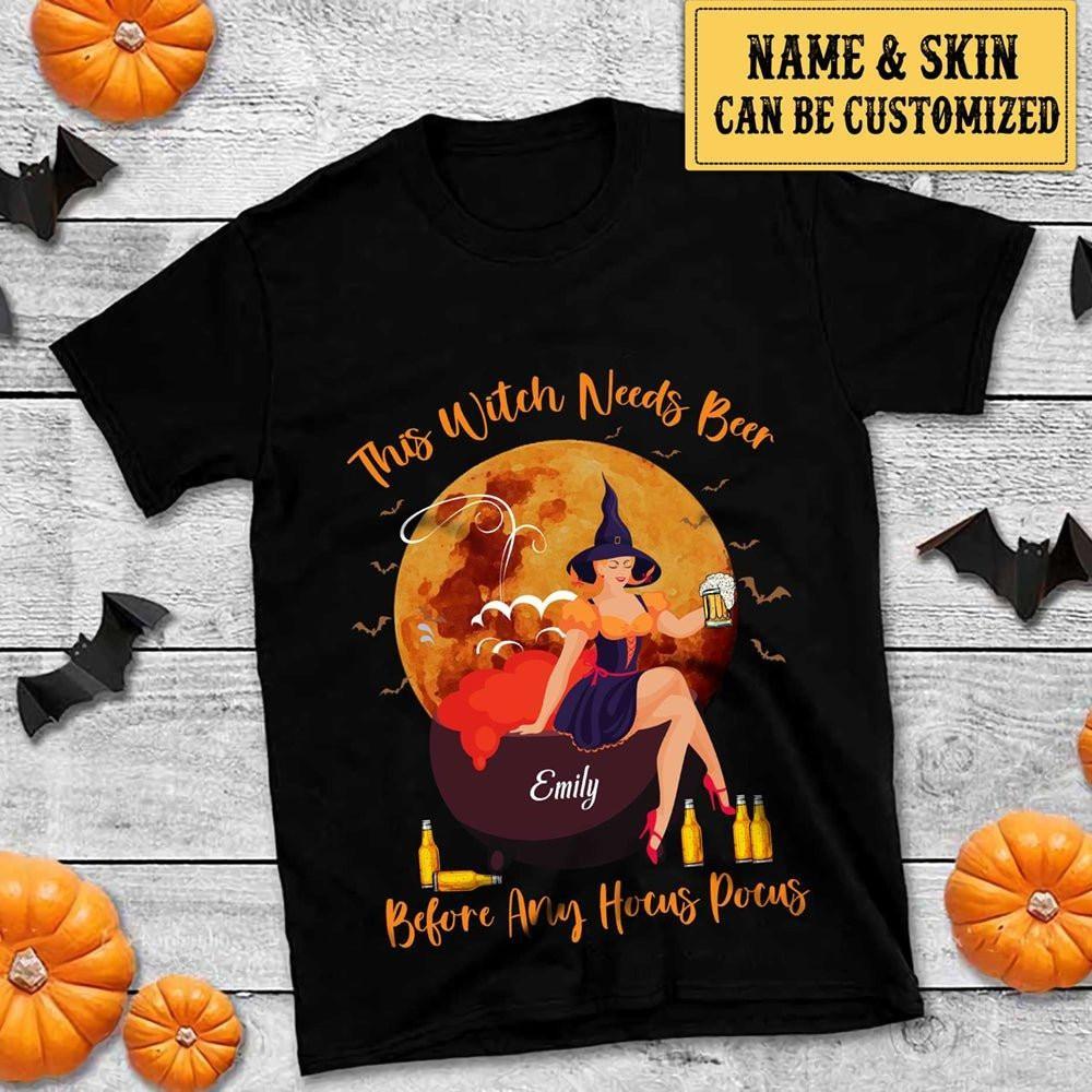 Personalized This Witch Needs Beer Before Any Hocus Pocus Shirt.
