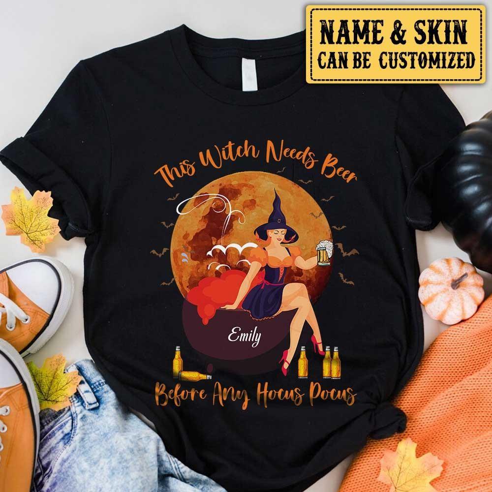 Personalized This Witch Needs Beer Before Any Hocus Pocus Shirt.