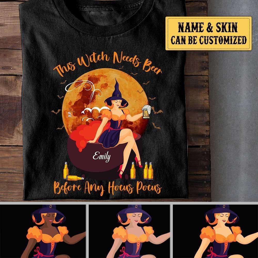 Personalized This Witch Needs Beer Before Any Hocus Pocus Shirt.