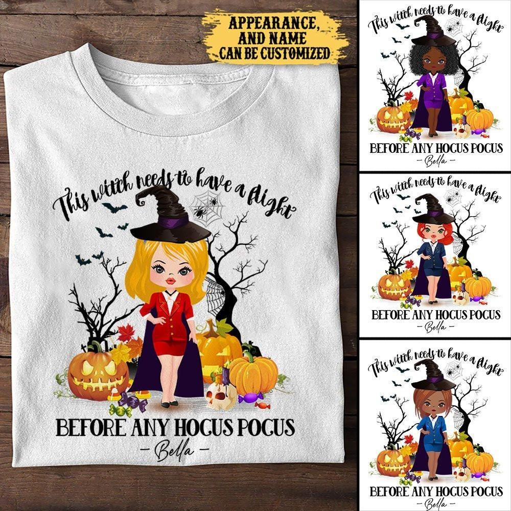 Personalized This Witch Needs To Have A Flight Flight Attendant Halloween Shirt.