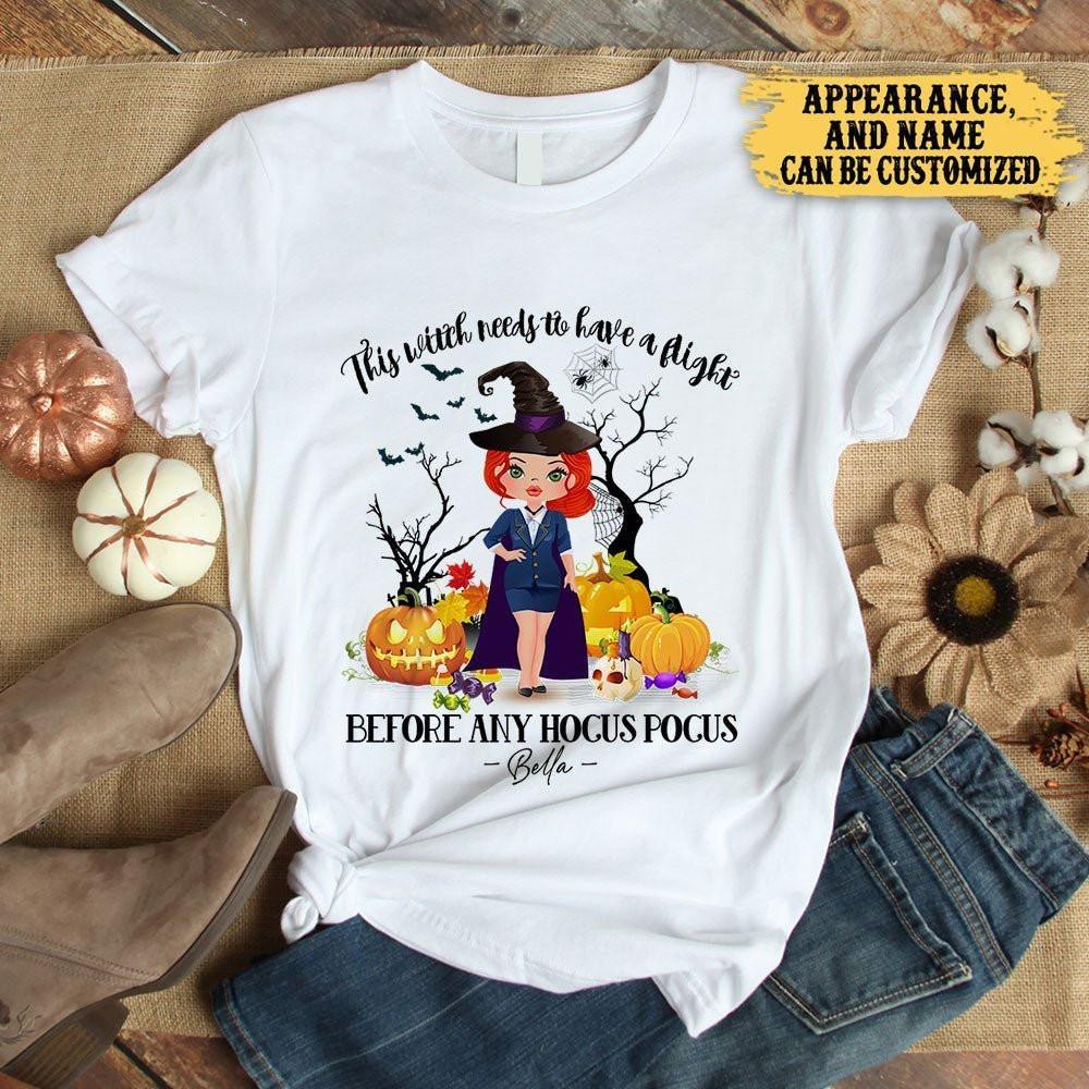 Personalized This Witch Needs To Have A Flight Flight Attendant Halloween Shirt.