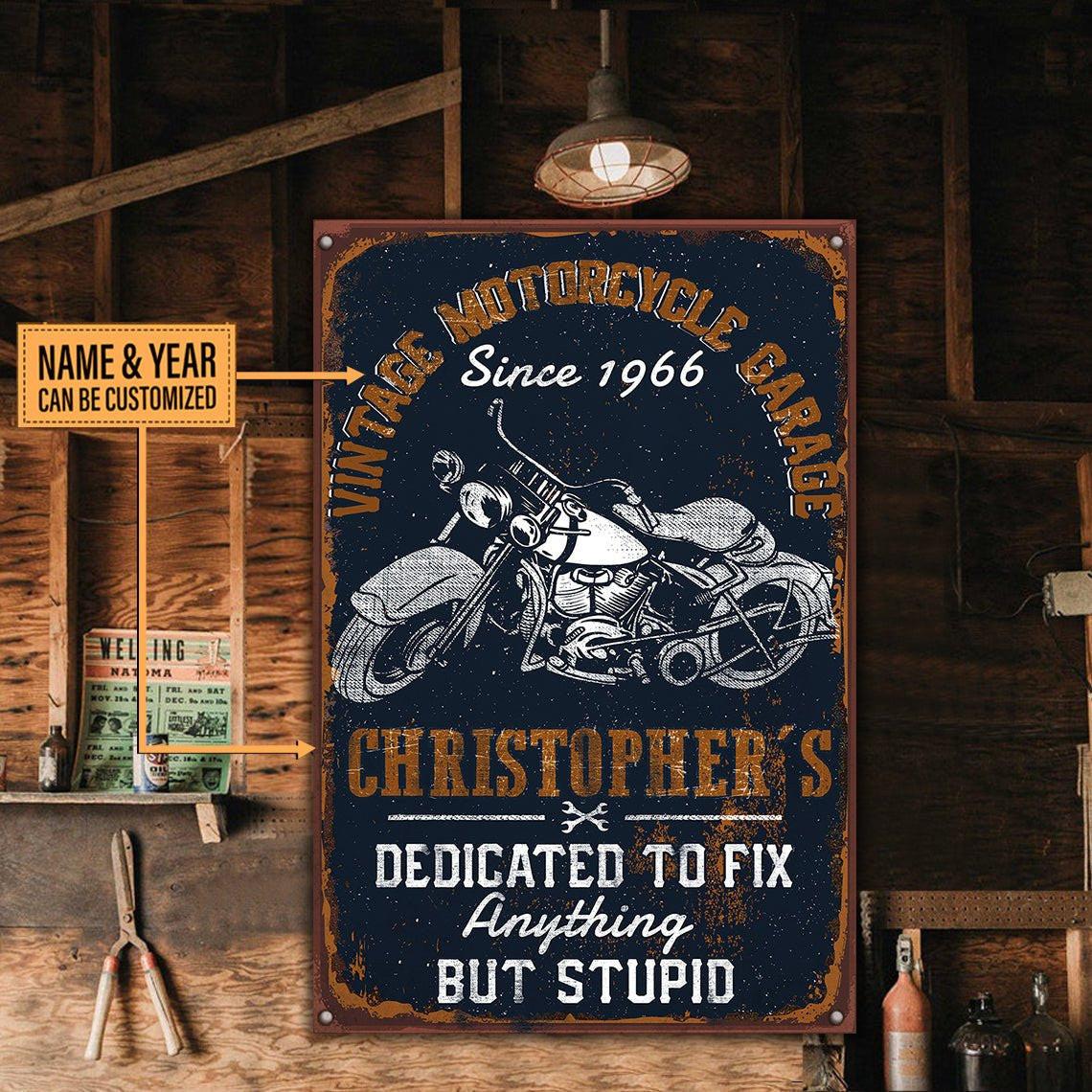 Personalized Vintage Motorcycle Garage Classic Metal Sign.
