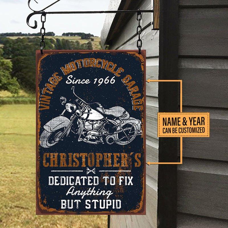 Personalized Vintage Motorcycle Garage Classic Metal Sign.