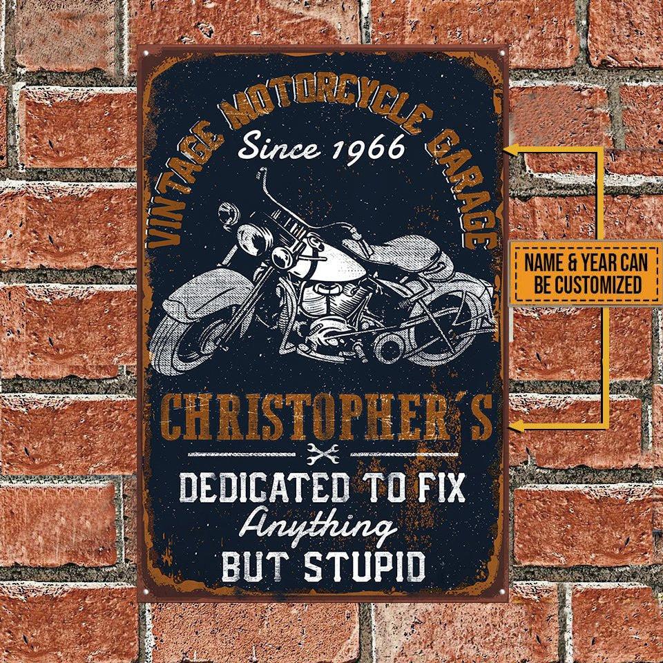 Personalized Vintage Motorcycle Garage Classic Metal Sign.