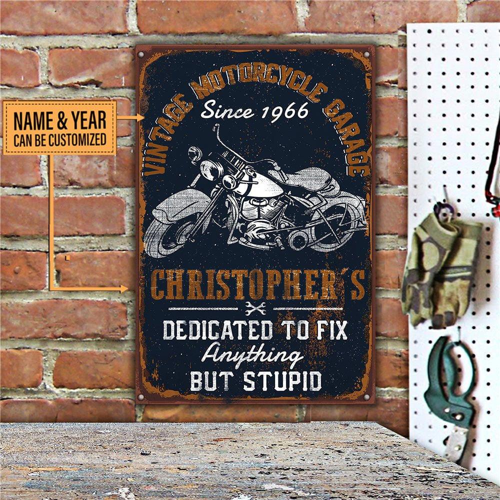 Personalized Vintage Motorcycle Garage Classic Metal Sign.
