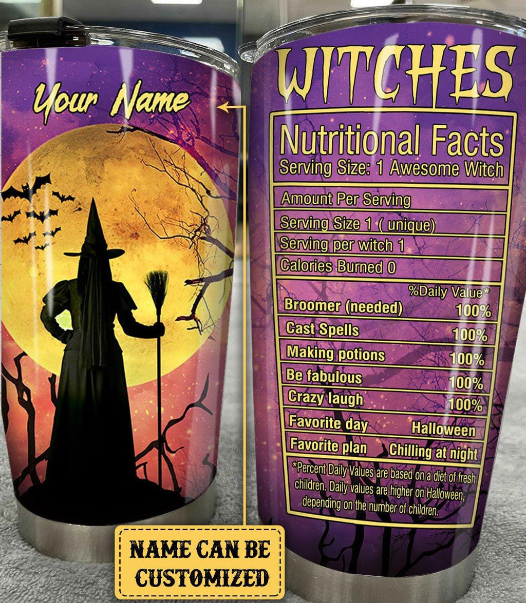 Personalized Witches Nutritional Facts Tumbler.