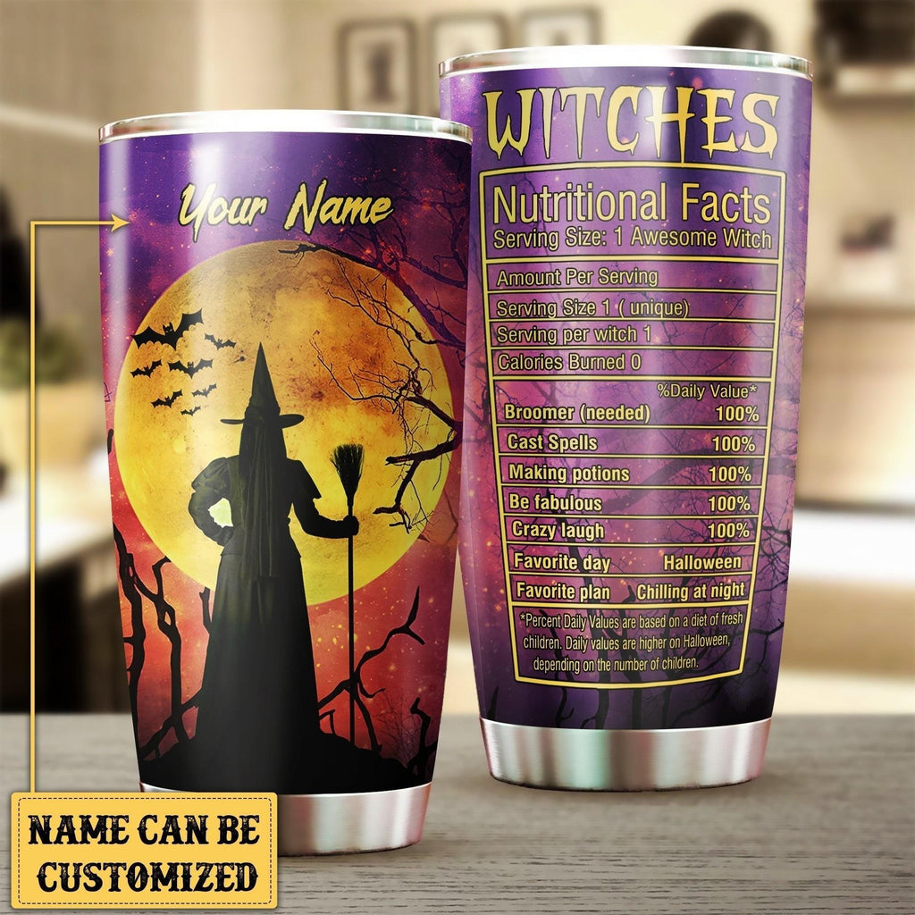Personalized Witches Nutritional Facts Tumbler.