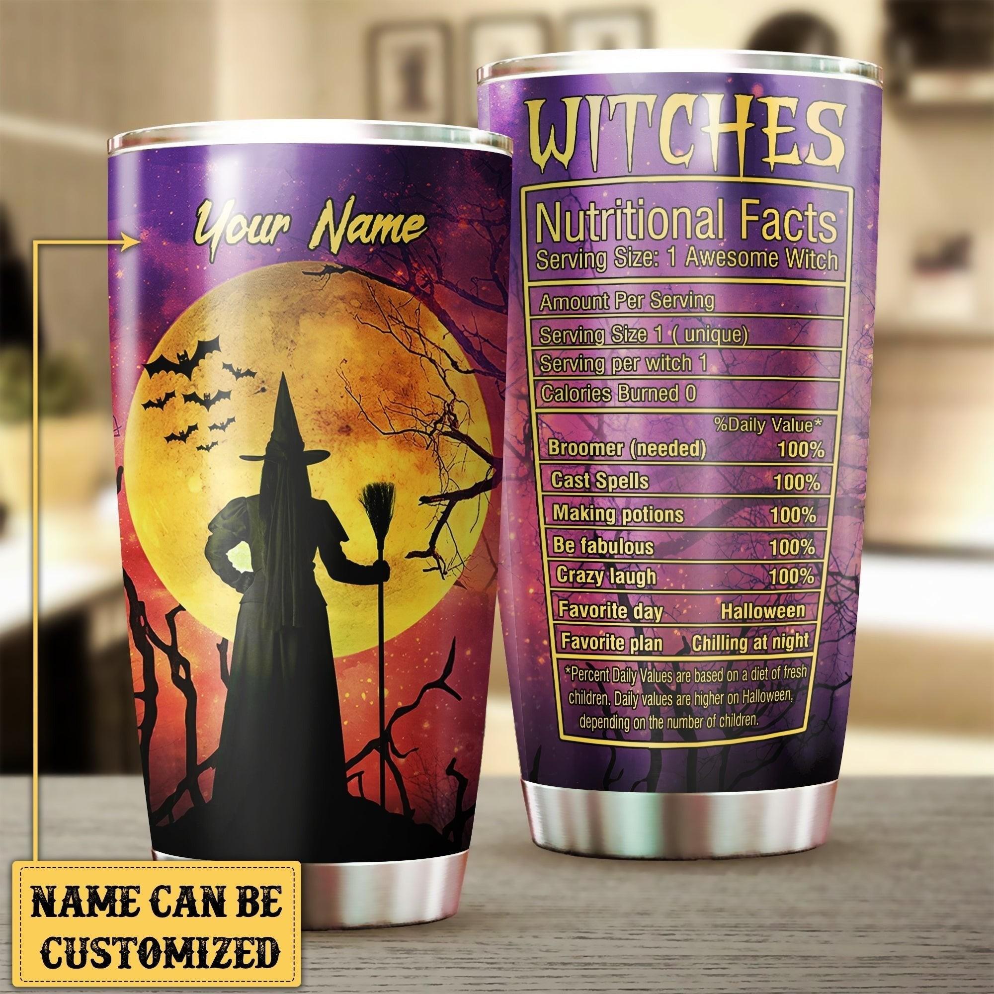 Personalized Witches Nutritional Facts Tumbler.