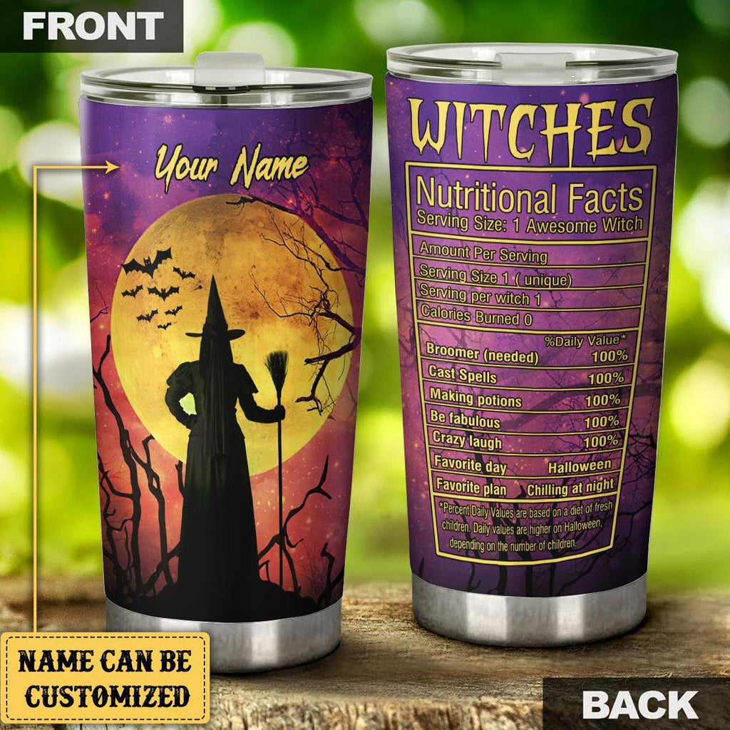 Personalized Witches Nutritional Facts Tumbler.