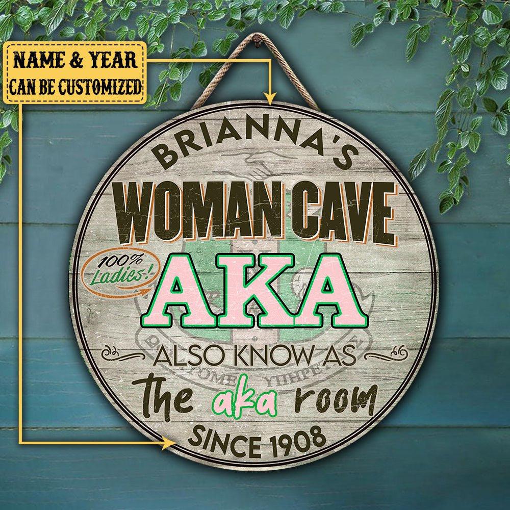 Personalized Woman Cave Also Know As The Aka Room Pallet Wood Circle Sign.