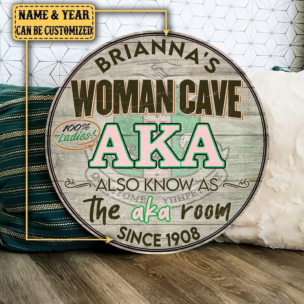 Personalized Woman Cave Also Know As The Aka Room Pallet Wood Circle Sign.