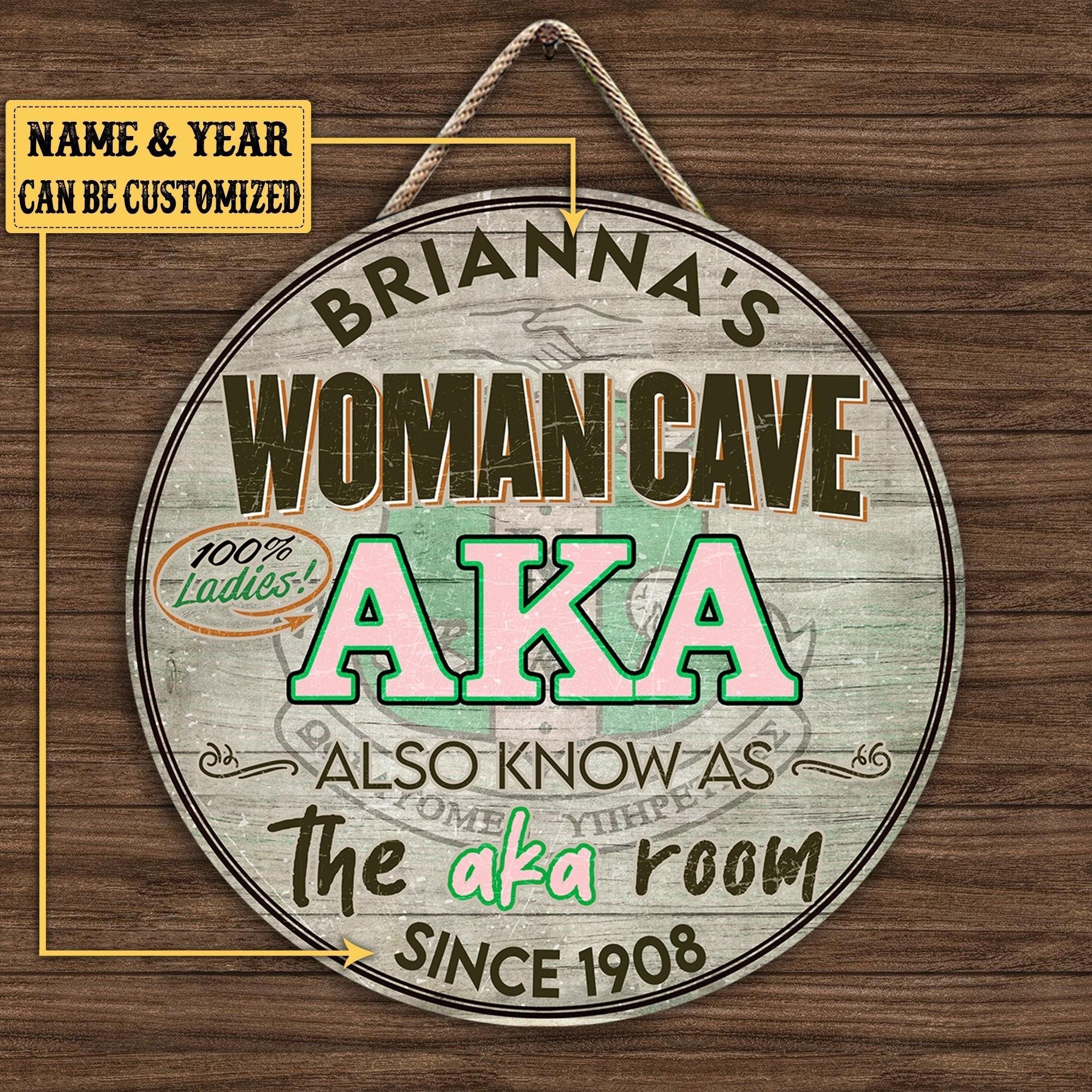 Personalized Woman Cave Also Know As The Aka Room Pallet Wood Circle Sign.