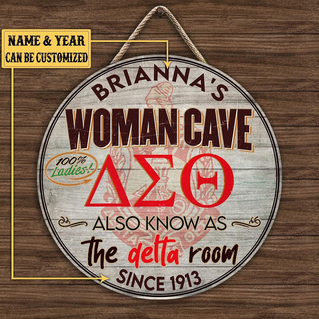 Personalized Woman Cave Also Know As The Delta Room Pallet Wood Circle Sign.