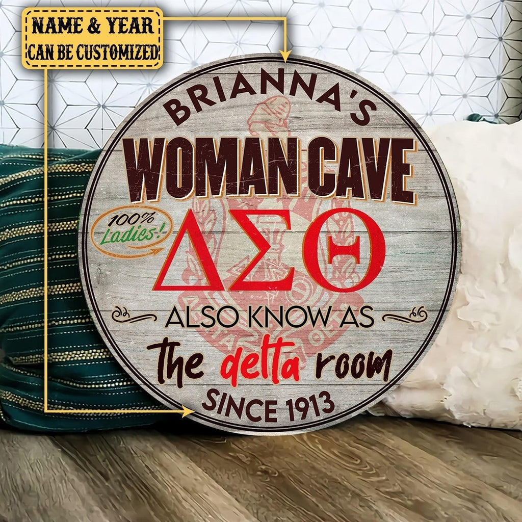 Personalized Woman Cave Also Know As The Delta Room Pallet Wood Circle Sign.